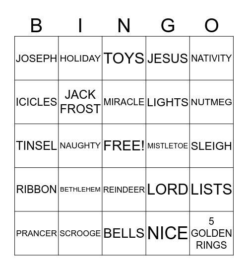CHRISTMAS BINGO Card