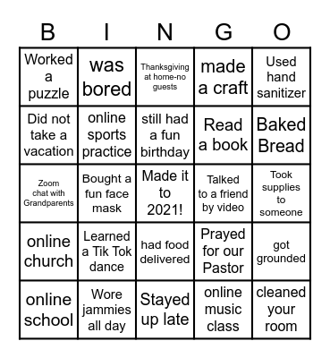 THANKFULLY 2020 IS OVER !!! Bingo Card