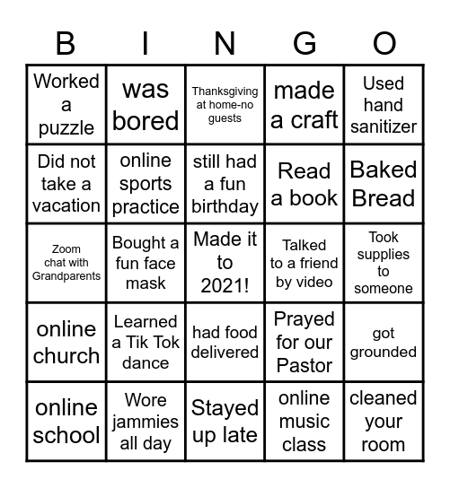 THANKFULLY 2020 IS OVER !!! Bingo Card