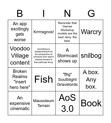 Warhammer Fest '21 Bingo Card