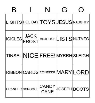 CHRISTMAS BINGO Card