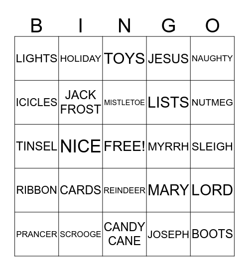 CHRISTMAS BINGO Card