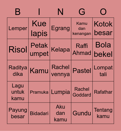 @GAYOUNGret Bingo Card