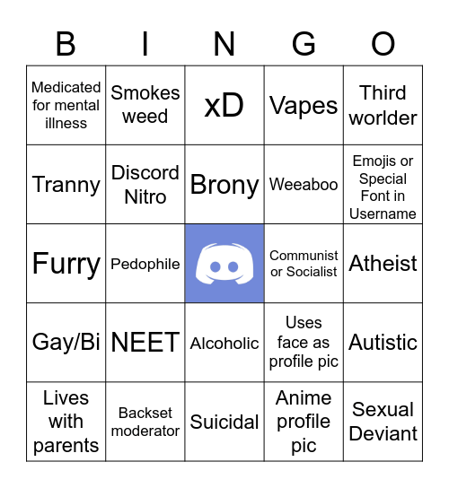 Discord User Bingo Card