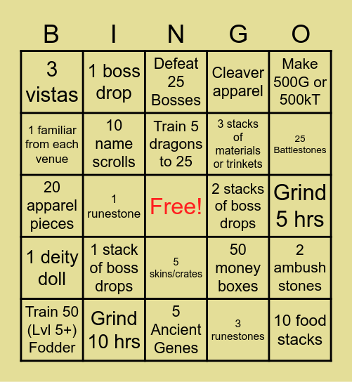 Flight Rising Bingo (June) Bingo Card