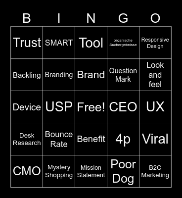 Marketing Buzzword Bingo Card
