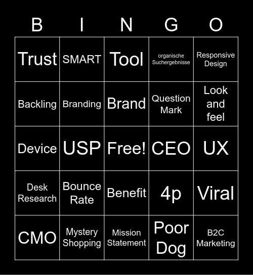 Marketing Buzzword Bingo Card
