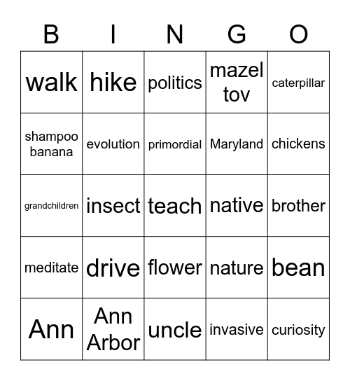 Paul's Birthday and Retirement Bingo Card