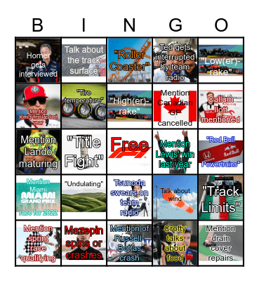 Portuguese Grand Prix Bingo Card