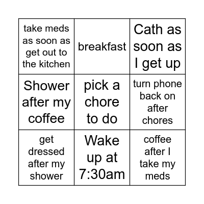 Morning Routine Bingo Card