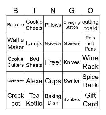 Amy's Bridal Gift BINGO! Bingo Card