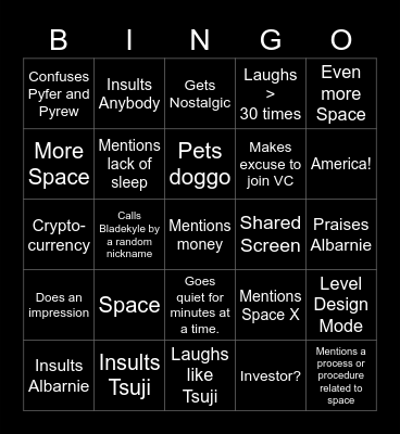 Jester Bingo Card