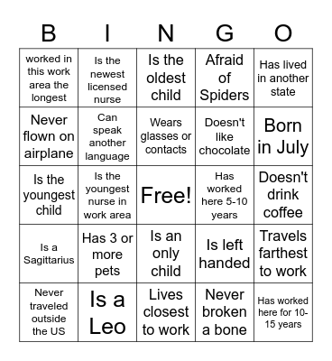 Find someone in Grove C Nursing Bingo Card