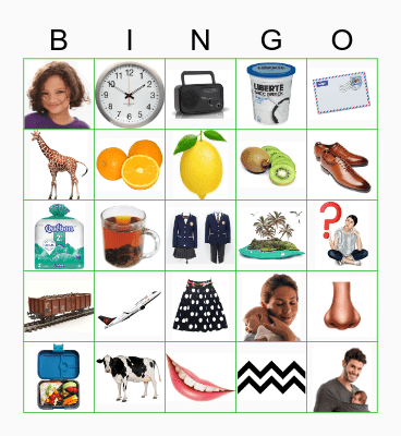 Alphabet imagier Bingo Card