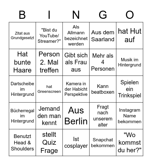 Omegle Deutsch Bingo Card