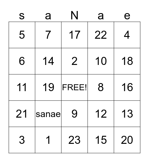 Babyshower Sanae Bingo Card