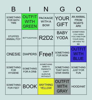 STAR WARS BABY BINGO Card