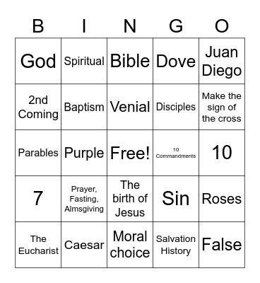 Holy Family CFF Bingo Card