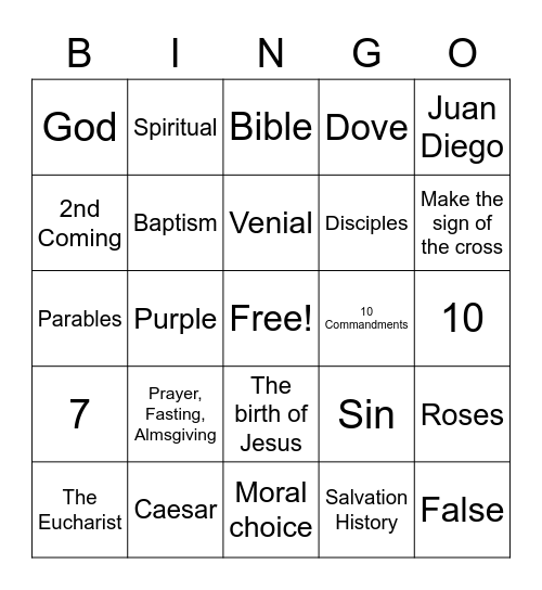 Holy Family CFF Bingo Card