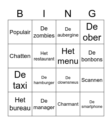 Leenwoorden Bingo Card
