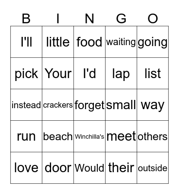 The Beach House (1) Bingo Card