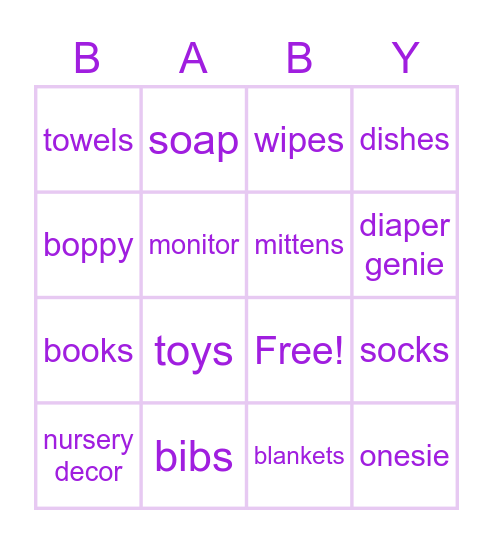 Baby BINGO Card