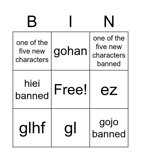 Aba Bingo Card