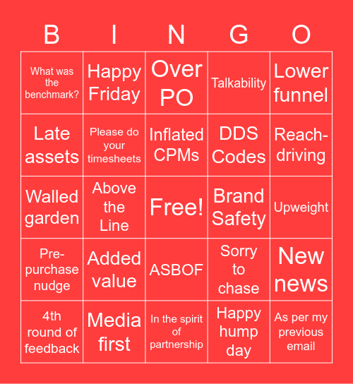 Media Lingo Bingo Card