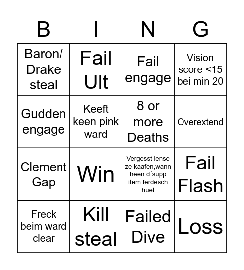 Clement Bing Bingo Card
