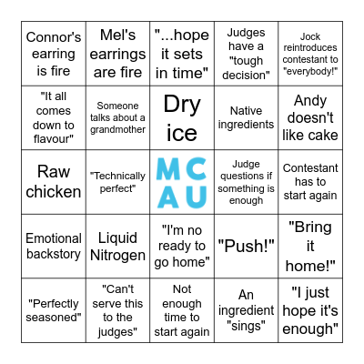 Masterchef Australia Bingo Card