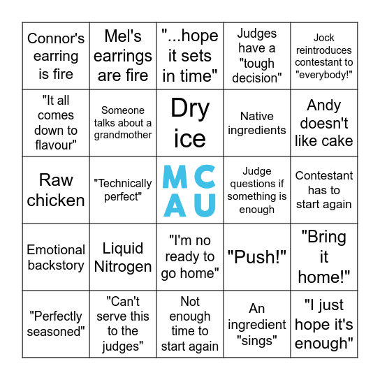 Masterchef Australia Bingo Card