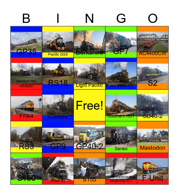 The Christmas Engines Bingo Card