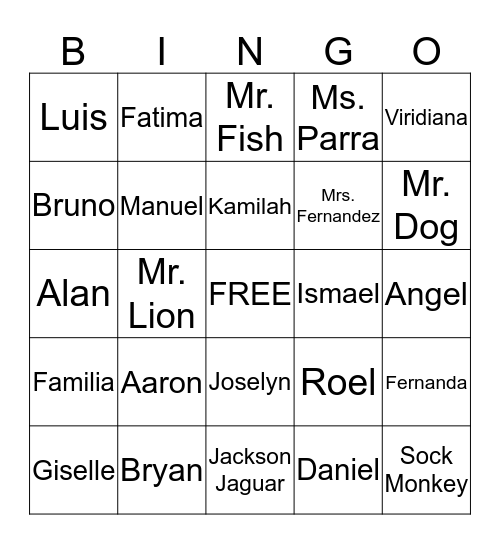 Nuestra Familia Bingo Card