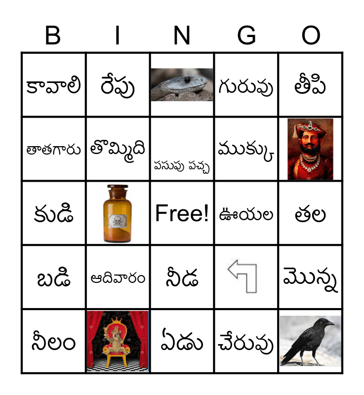 travel bingo game in telugu