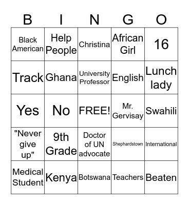 Case Study Bingo Card
