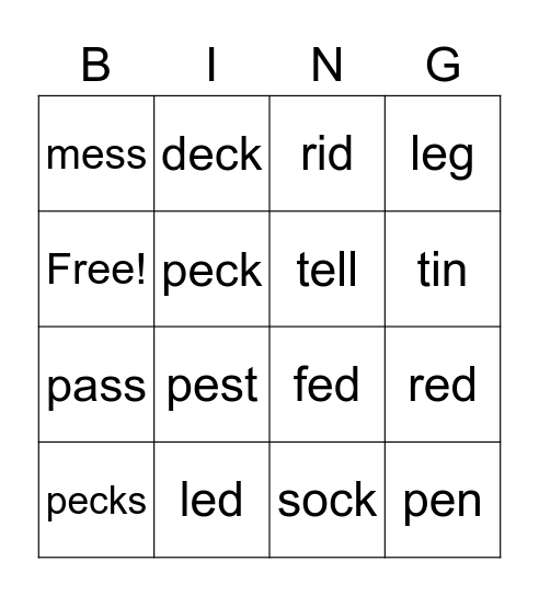SIPPS Sight Words 38 Bingo Card