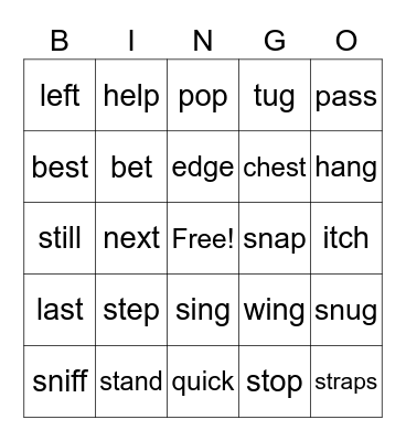 SIPPS Ex 1 Dec Bingo Card