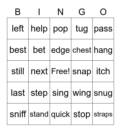 SIPPS Ex 1 Dec Bingo Card