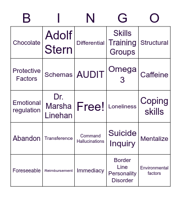 Empty Shell Presentation Bingo Card