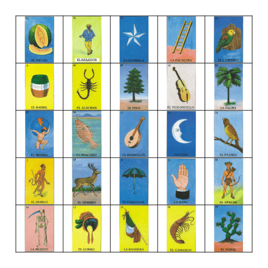 Loteria Cinco Bingo Card