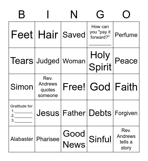 May 2, 2021 - Sermon Bingo! Bingo Card