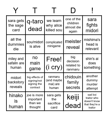 yttd ch3 update bingo Card
