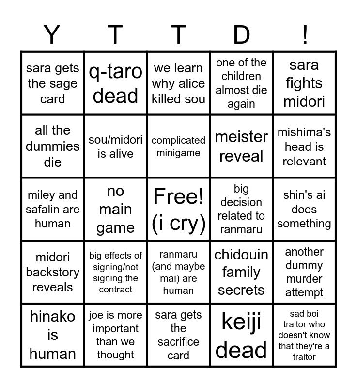 yttd ch3 update bingo Card
