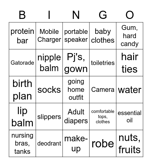 what-to-pack-for-the-hospital-bingo-card