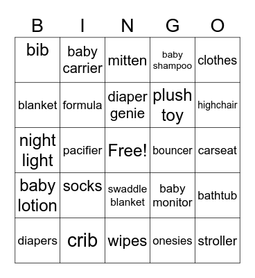 Welcome Baby Keanu Bingo Card