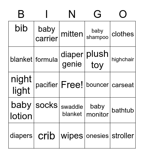 Welcome Baby Keanu Bingo Card