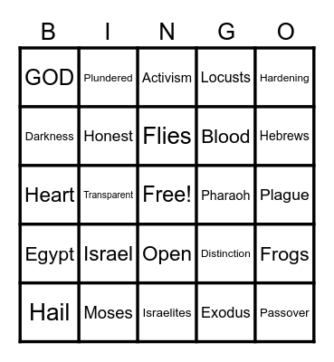 Moses Bingo Card