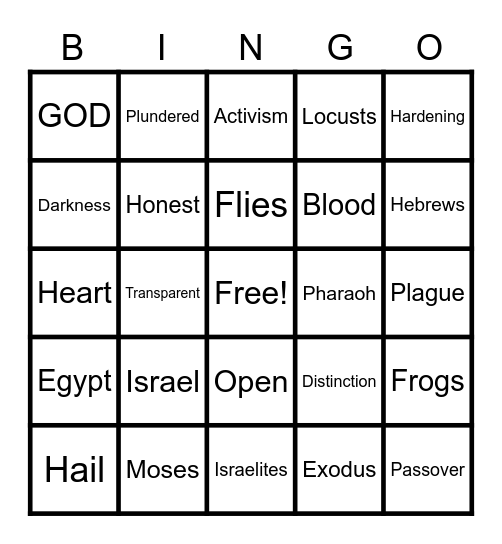 Moses Bingo Card