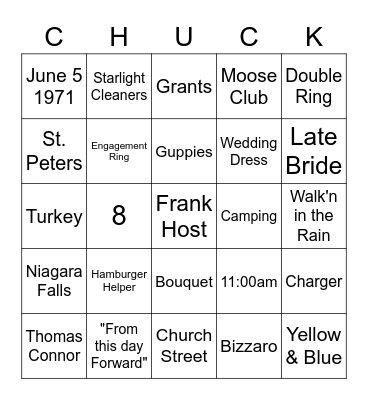 Happy 50th Anniversary Bingo Card