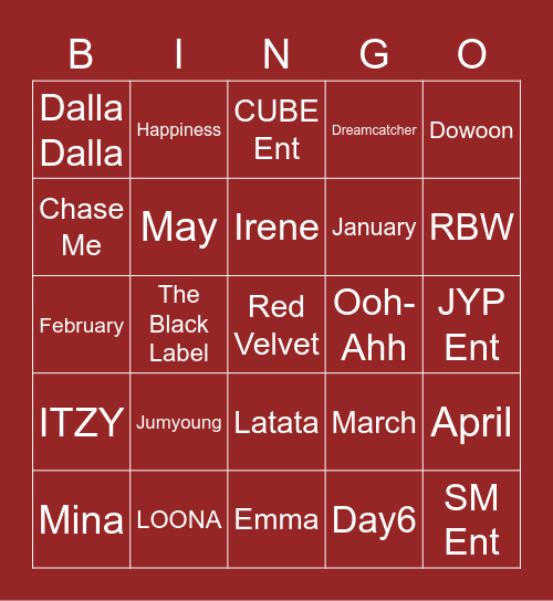 dcleedamii Bingo Card